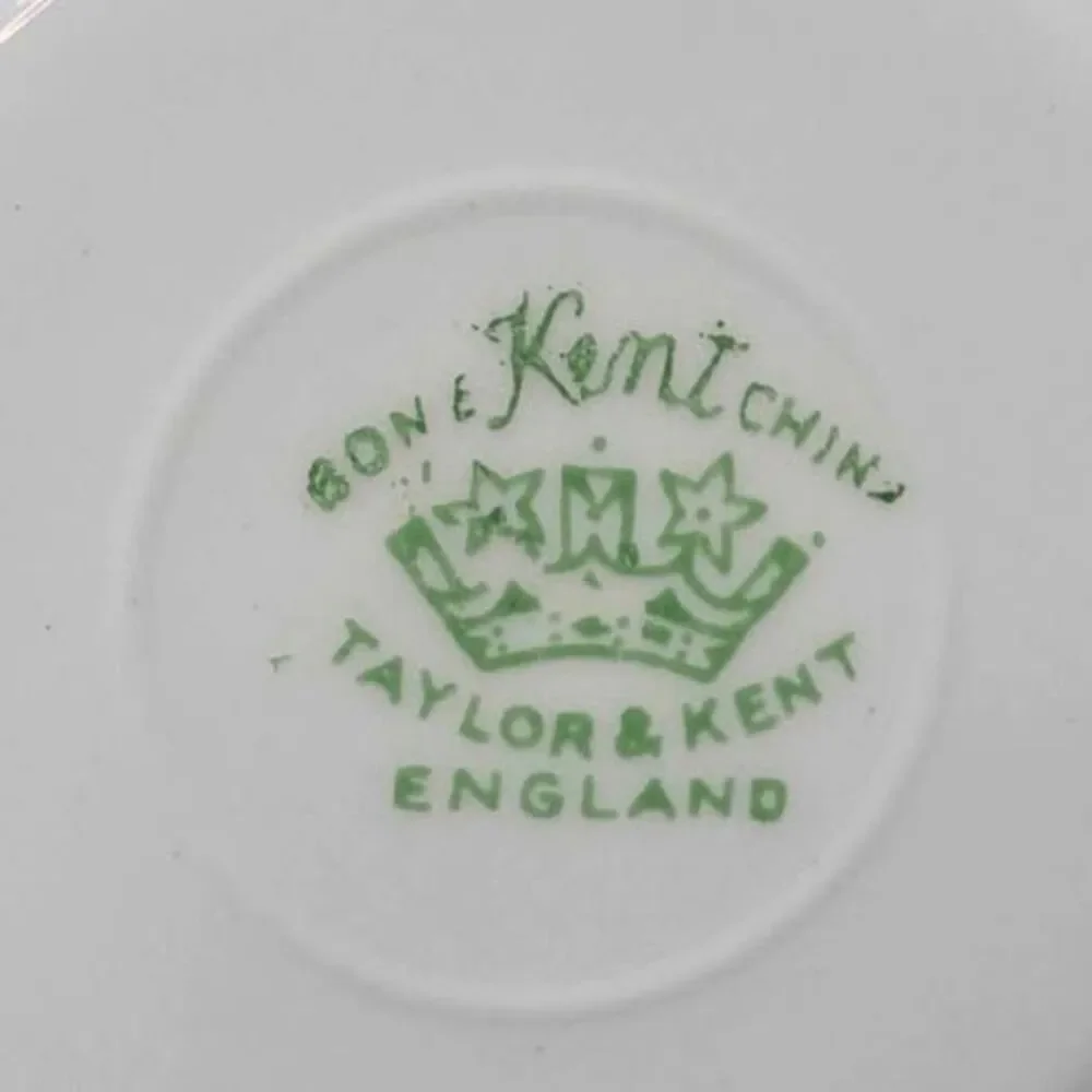 Kent Teacup and Saucer Pink Blue Orange Flowers Vintage